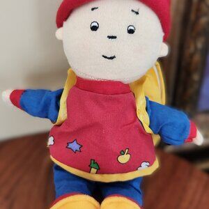 Vintage, 8 inch, Caillou, Doll With Small Backpack Book Attached, Rare, Baby Toy